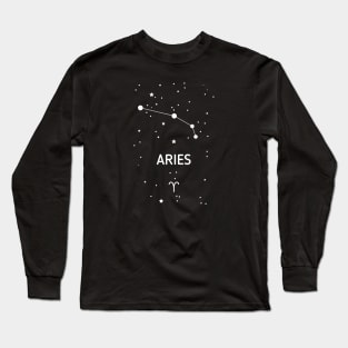 Aries Zodiac Sign Constellation (White Print) Long Sleeve T-Shirt